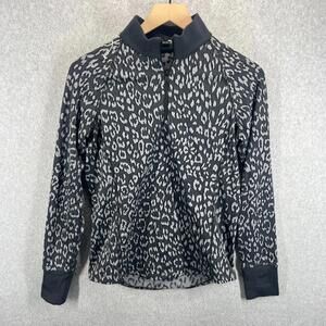 RLX Ralph Lauren Womens S Golf Quarter‎ Zip Pullover Black Leopard sports Jacket